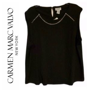🌝 CARMEN MARC VALVO Black Chainlink Top Cami NWT 3X